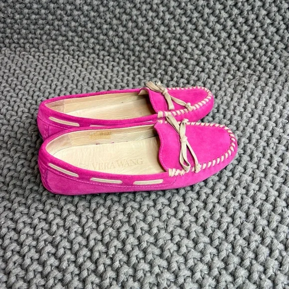Vera Wang Fuchsia Pink Suede Loafers Slip On Shoes Women Size 6 M, Made in Italy - Picture 7 of 14